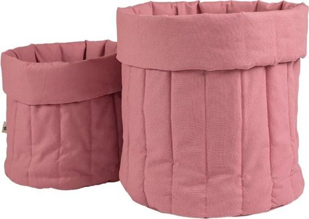 Ensemble sacs et boîte à jouets roses pour en finir avec le désordre enfant