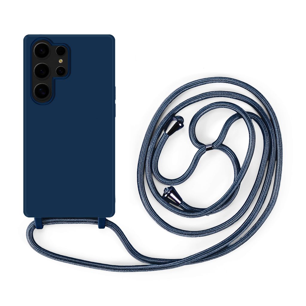 Handykette für Samsung Hanyhülle mit Band Hülle mit Kodel Smartphone Halskette Galaxy S24 Ultra Blau