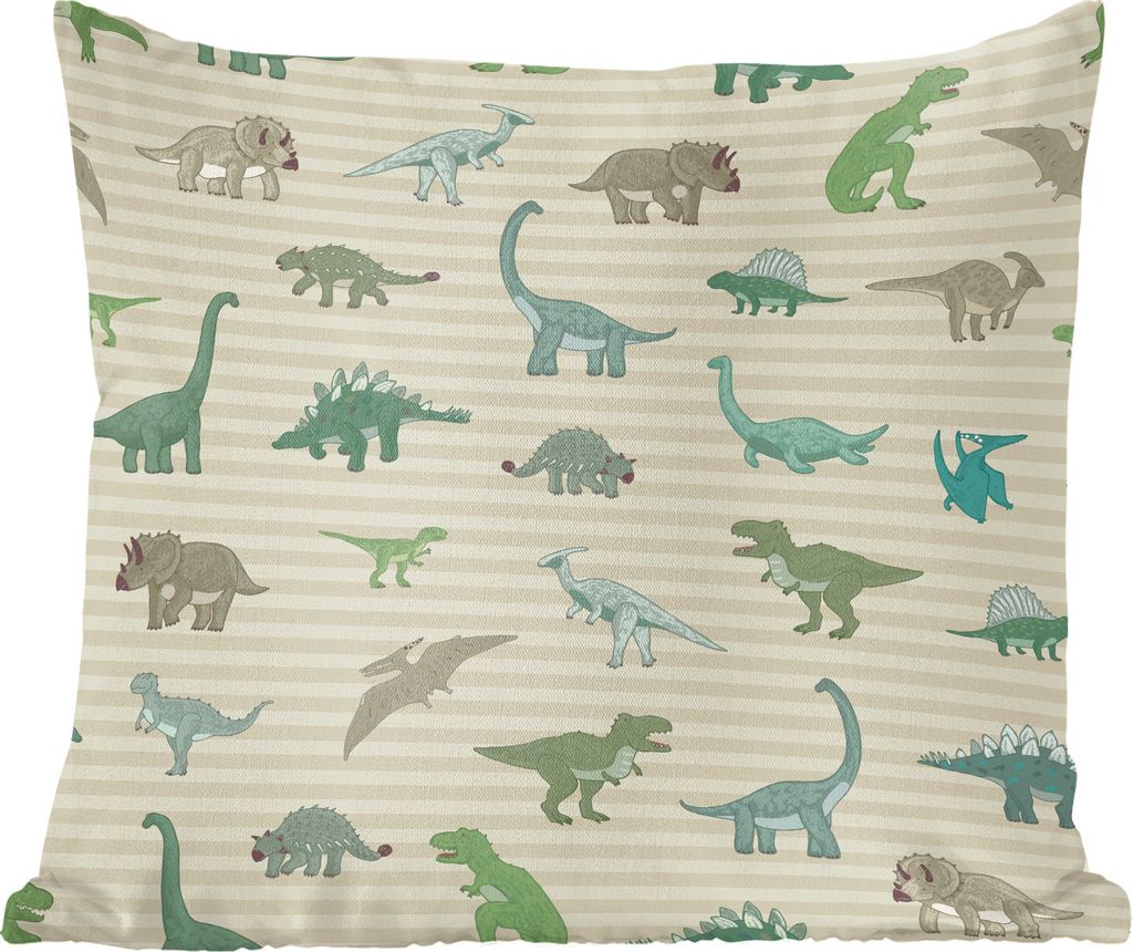 MuchoWow Zierkissen Sofakissen Wohnzimmer Dekokissen 60x60 cm Dinosaurier - Braun - Grün - Jungen - Mädchen - Kinder - Sitzfläche - Foto Polster