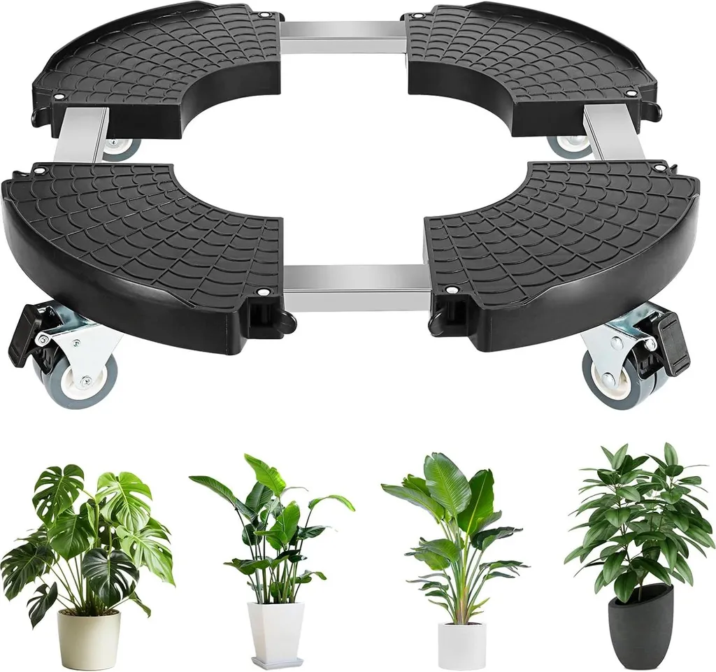 Chariot à roulettes réglable 40-48 cm plateau noir charge 300 kg robuste