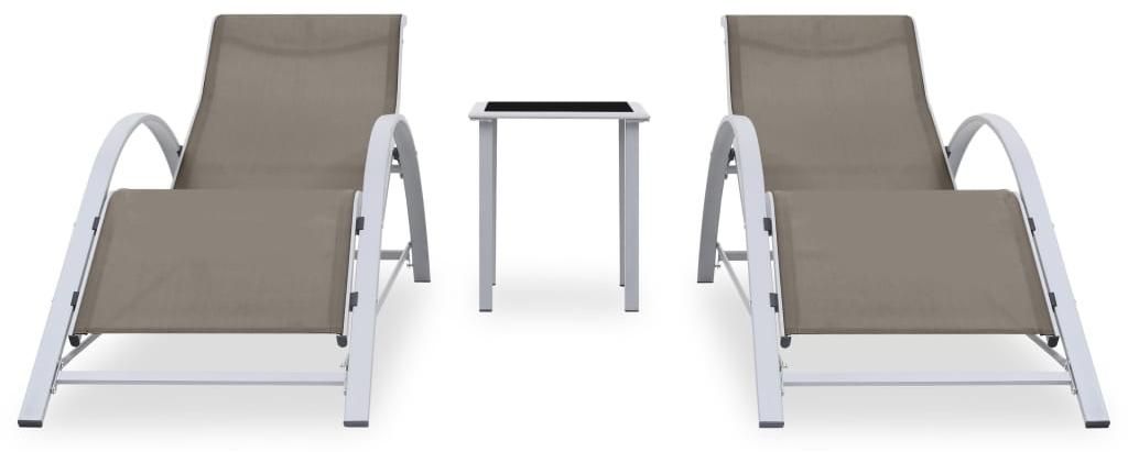 vidaXL Sonnenliegen 2 Stk. mit Tisch Aluminium Taupe