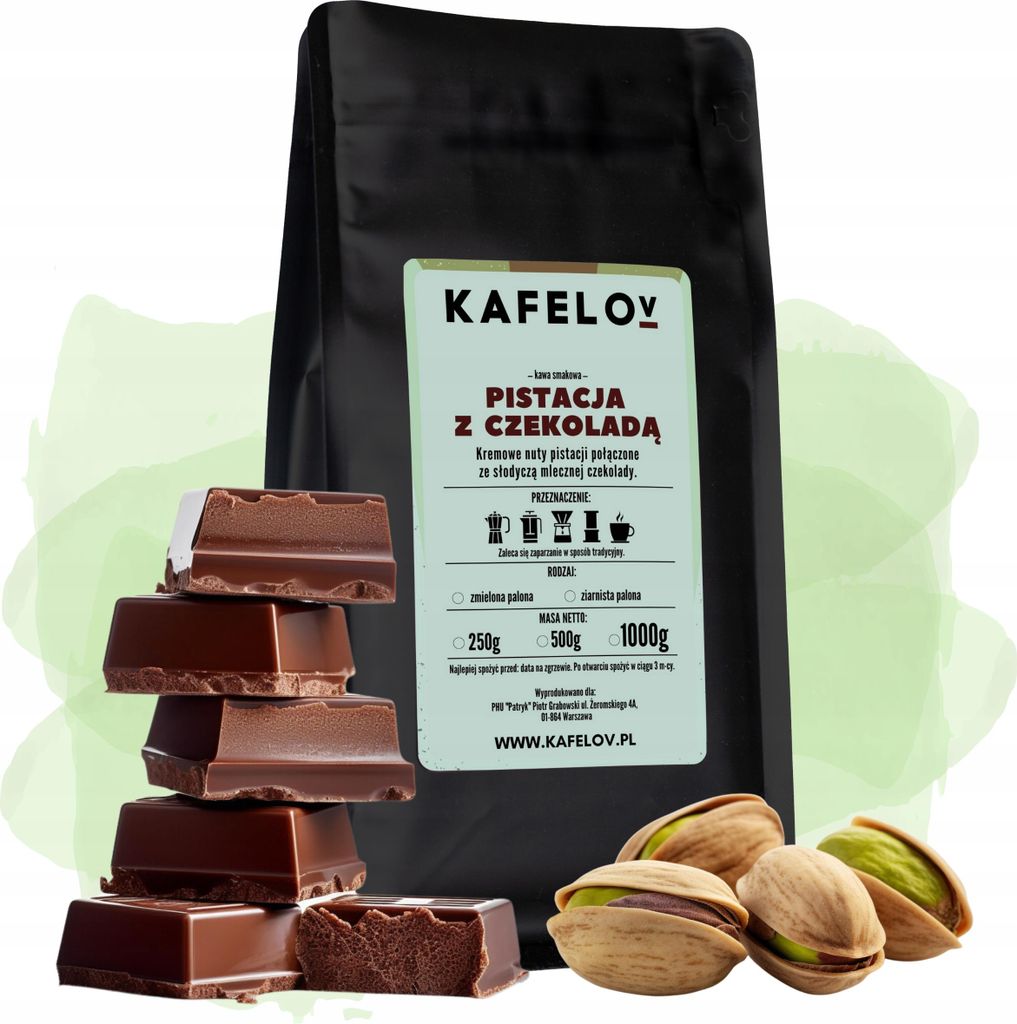 KAFELOV | Kaffeebohnen PISTAZIE MIT SCHOKOLADE - 250g - Produktbild 