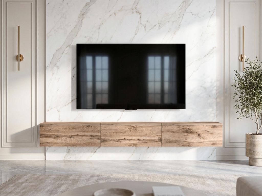 AX LIVING Barvo 3x100 cm TV Kommode Lowboard Braun Eiche Produktbild 