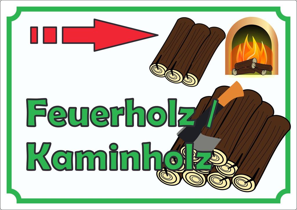 Werbeaufkleber Aufkleber Feuerholz mit Pfeil nach rechts A9 (37x52mm)