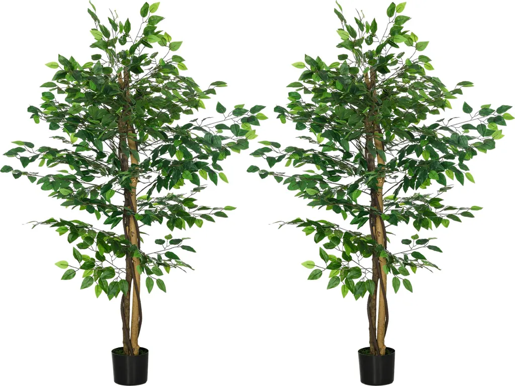 Plantes artificielles ficus réalistes lot de 2 hauteur 150cm tronc bois
