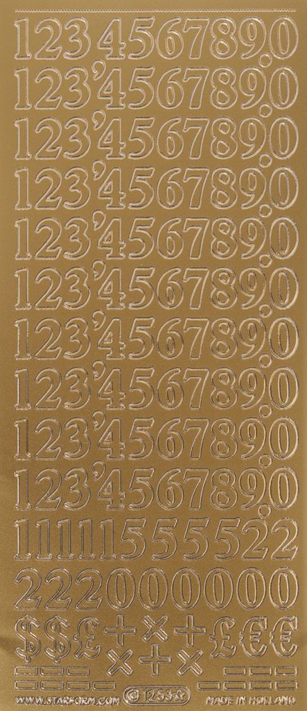 Reliefsticker "Ziffern" Gold