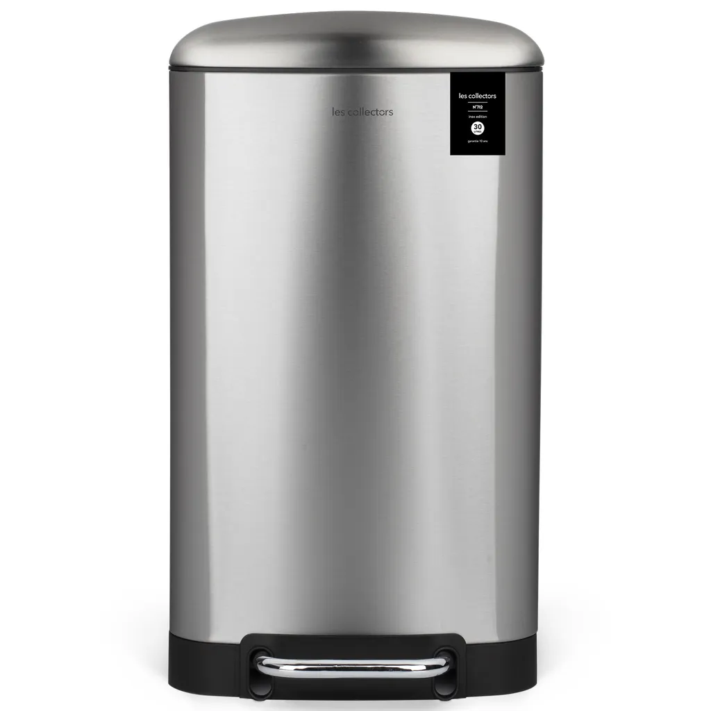 Poubelle anti-odeur 30L en inox argenté, format rectangulaire compact