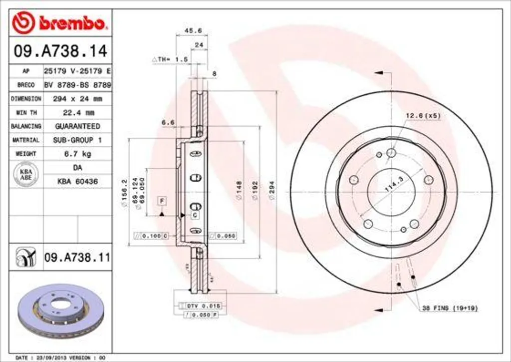 Disque de frein haute teneur en carbone Brembo 4615A006 pour 4007