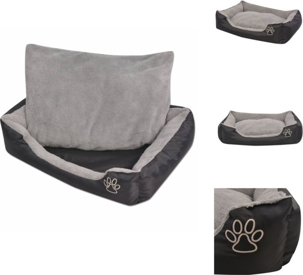 vidaXL Hundebett mit gepolstertem Kissen Größe XL Schwarz - Hundebetten