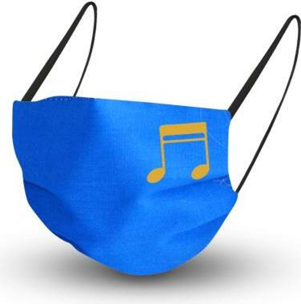 Baumwollmaske in ROYALBLAU mit em Innenvlies - Goldene Noten - 15941 + Gratiszugabe