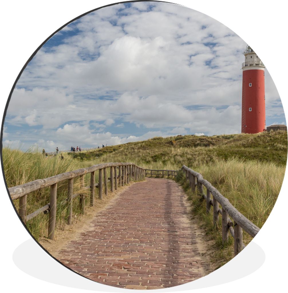 MuchoWow Aluminium Wandkreis Pfad zum Leuchtturm in den Dünen Ø 90 cm Wanddeko Modern Wohnzimmer - Mauerkreis - Wandbilder - Runde Bild - Bild ...