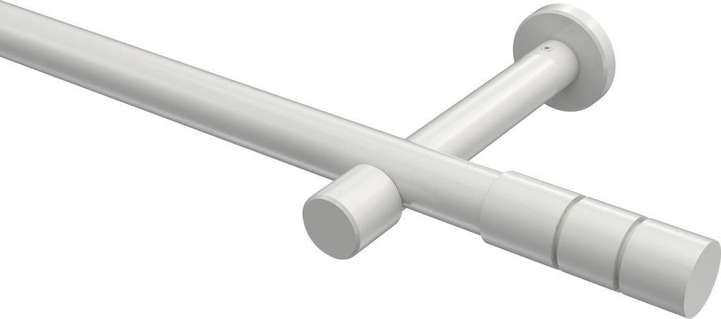 Interdeco Gardinenstange / Vorhangstange Weiß, Typ Prestige Elanto (Rillenzylinder) ohne Ringe, 20 mm Ø 1-läufig, 600 cm