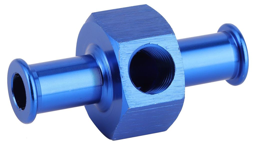 Kraftstoff-Lachgas-Manometer-Adapter, Aluminiumlegierung, universeller 3/8-Zoll-Schlauch, 1/8-Zoll-NPT-Anschluss, blau