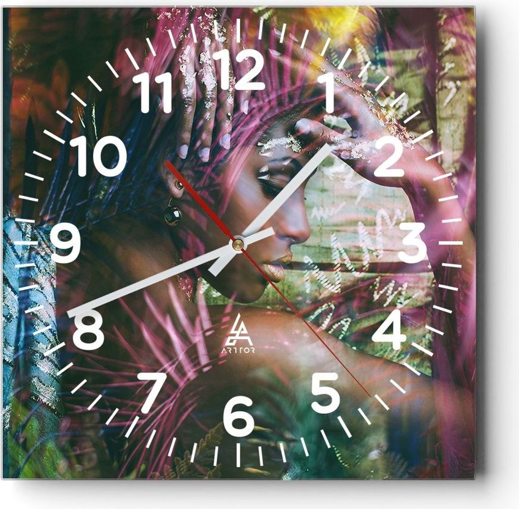 Wanduhr - Quadrat - Glasuhr - frau modern - 30x30cm - Schleichendes Uhrwerk - Lautlos - zum Aufhängen bereit - Dekoration Modern - Wanddekoration ...