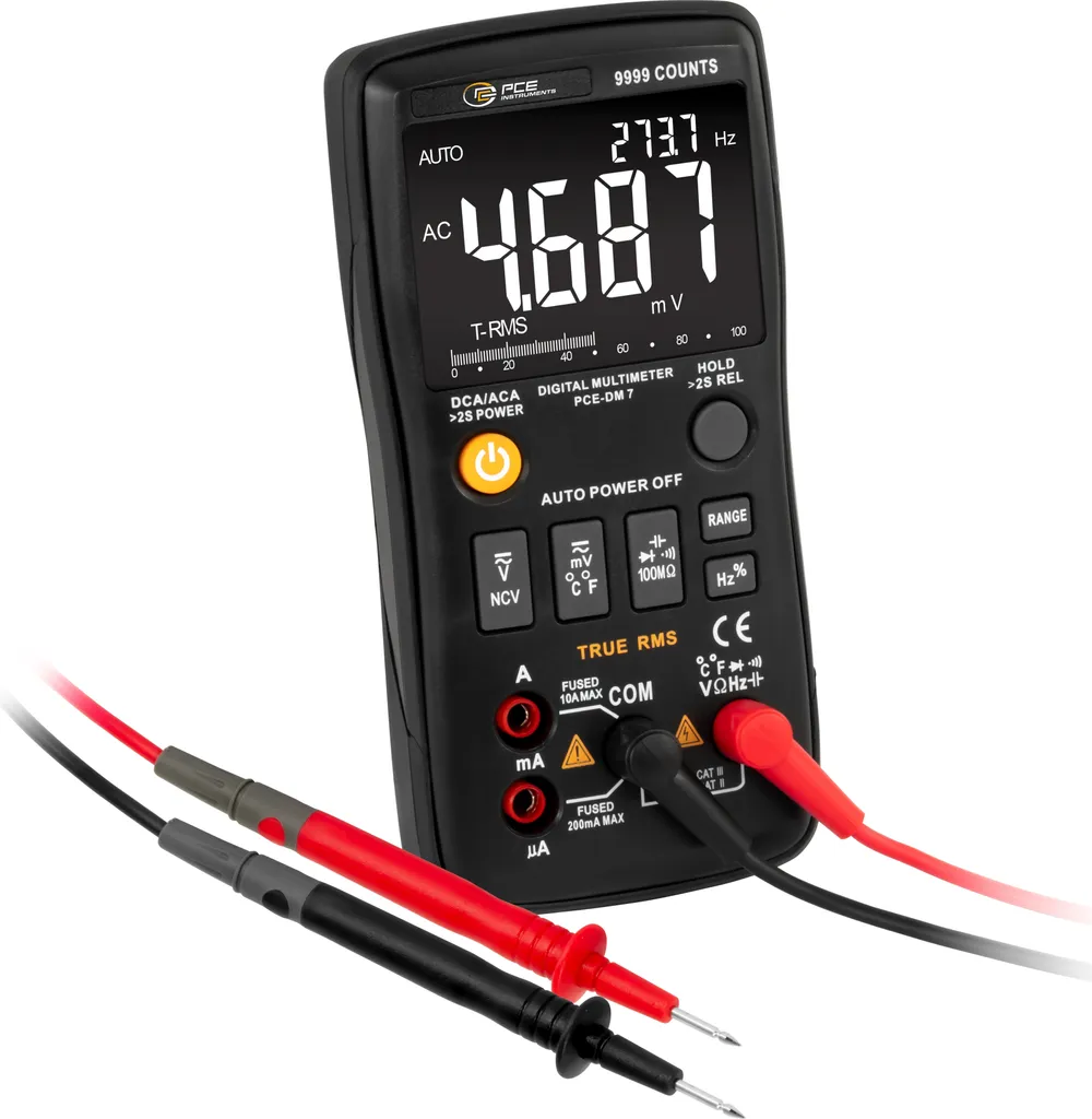 Multimètre numérique compact PCE-DM 7 avec Écran LCD et Auto-Range