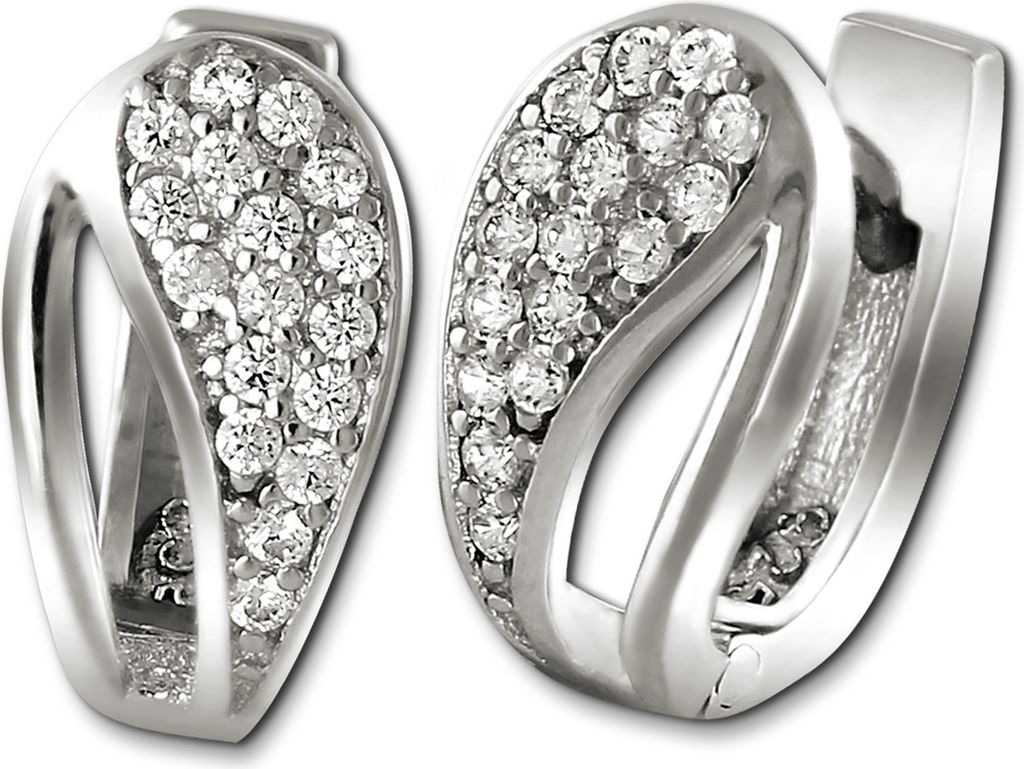 SilberDream Ohrringe Blattform Zirkonia weiß Damen 925 Silber Creolen SDO4326W