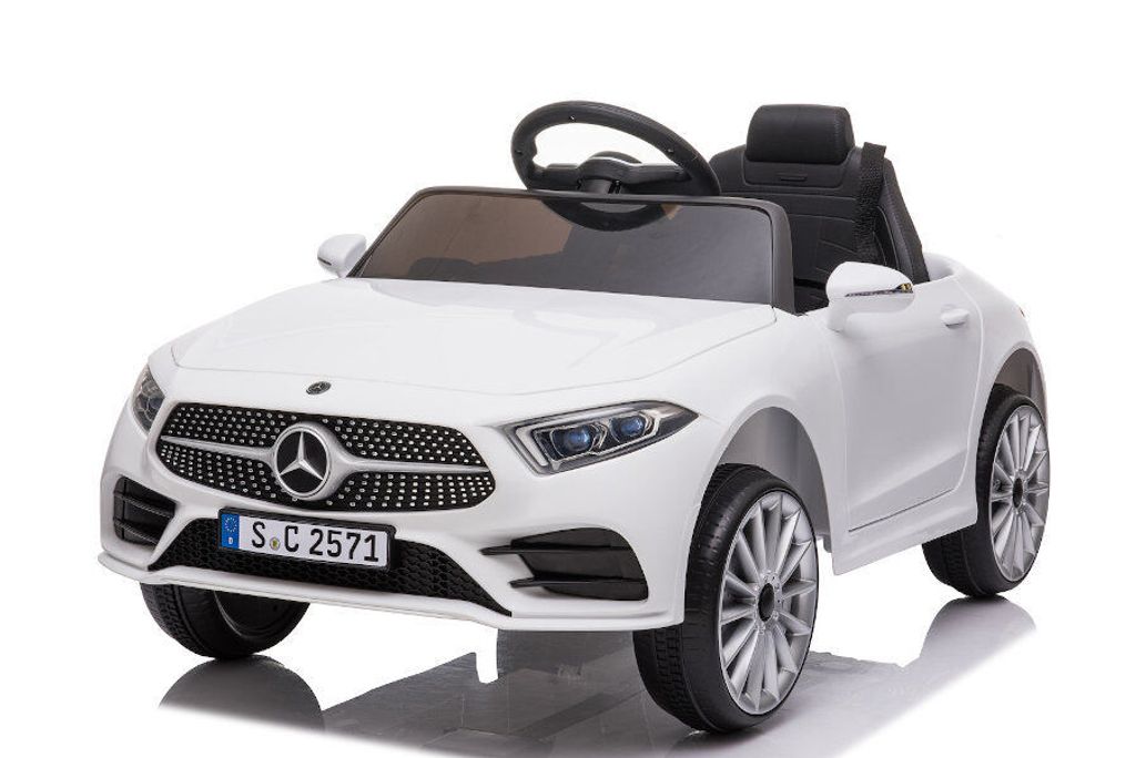 ES-Toys Kinder Elektroauto Mercedes CLS350 EVA-Reifen, Kunstledersitz, MP3, USB weiss