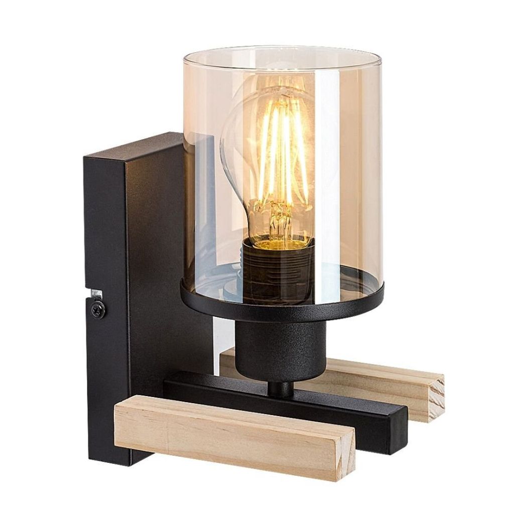 Rabalux 71080 Wandleuchte Niylah, E27-Holz, schwarz-orange, rund, Modern, ø95mm