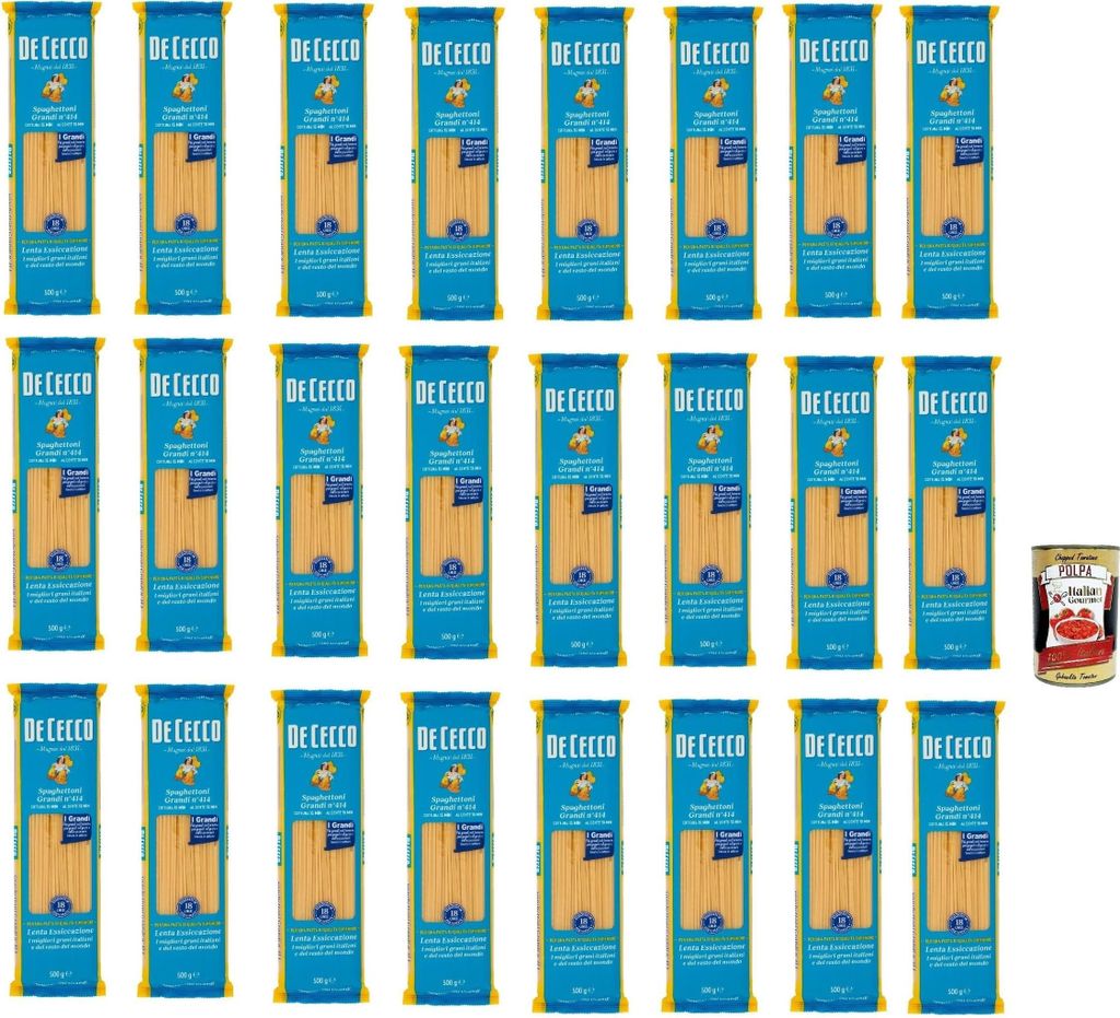 De Cecco Spaghettoni Grandi N°414, 100% Italienisch Pasta Nudeln 24x 500g + Italian Gourmet Polpa 400g