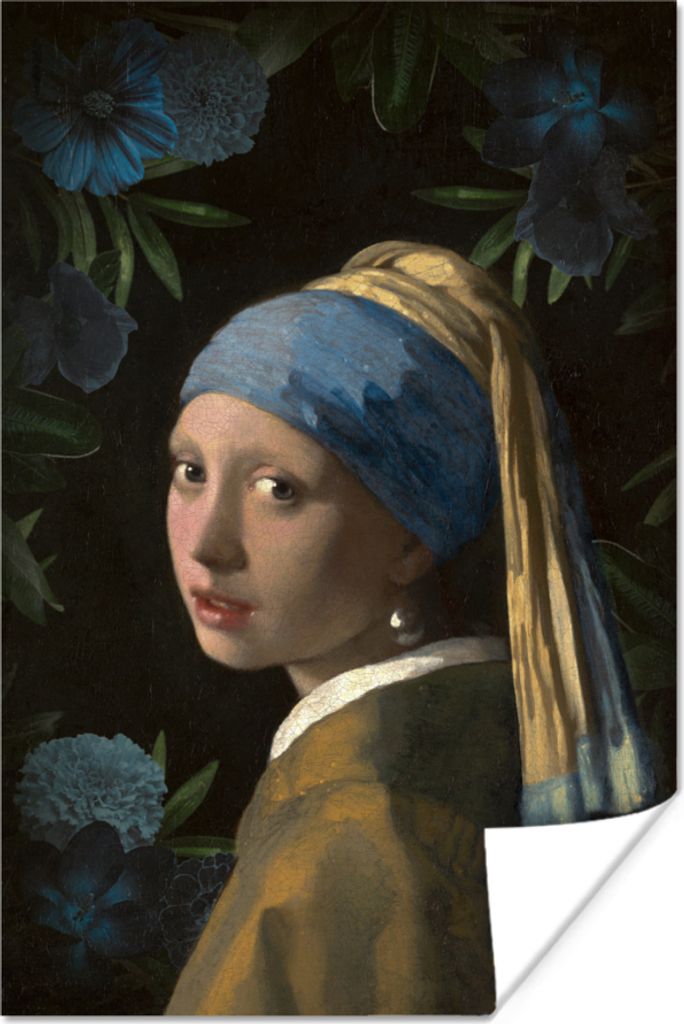 MuchoWow Poster Das Mädchen mit dem Perlenohrring - Johannes Vermeer - Blumen 60x90 cm - Wanddekoration