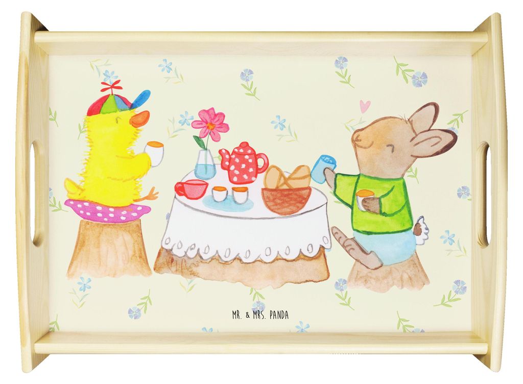 Mr. & Mrs. Panda Tablett Ostern Frühstück - Blumig - Geschenk, Servier, Frühling, Serviertablett, Sofa, Ostergrüße, sofatablett, Picknick, Ost...