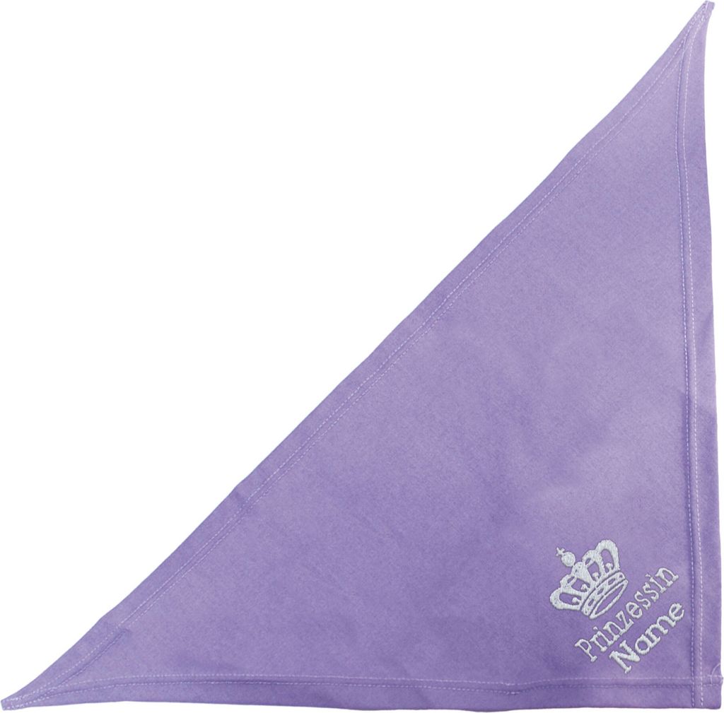 Besticktes Halstuch Prinzessin + Krone + Name für den Hund in der Farbe Flieder ca 65 cm