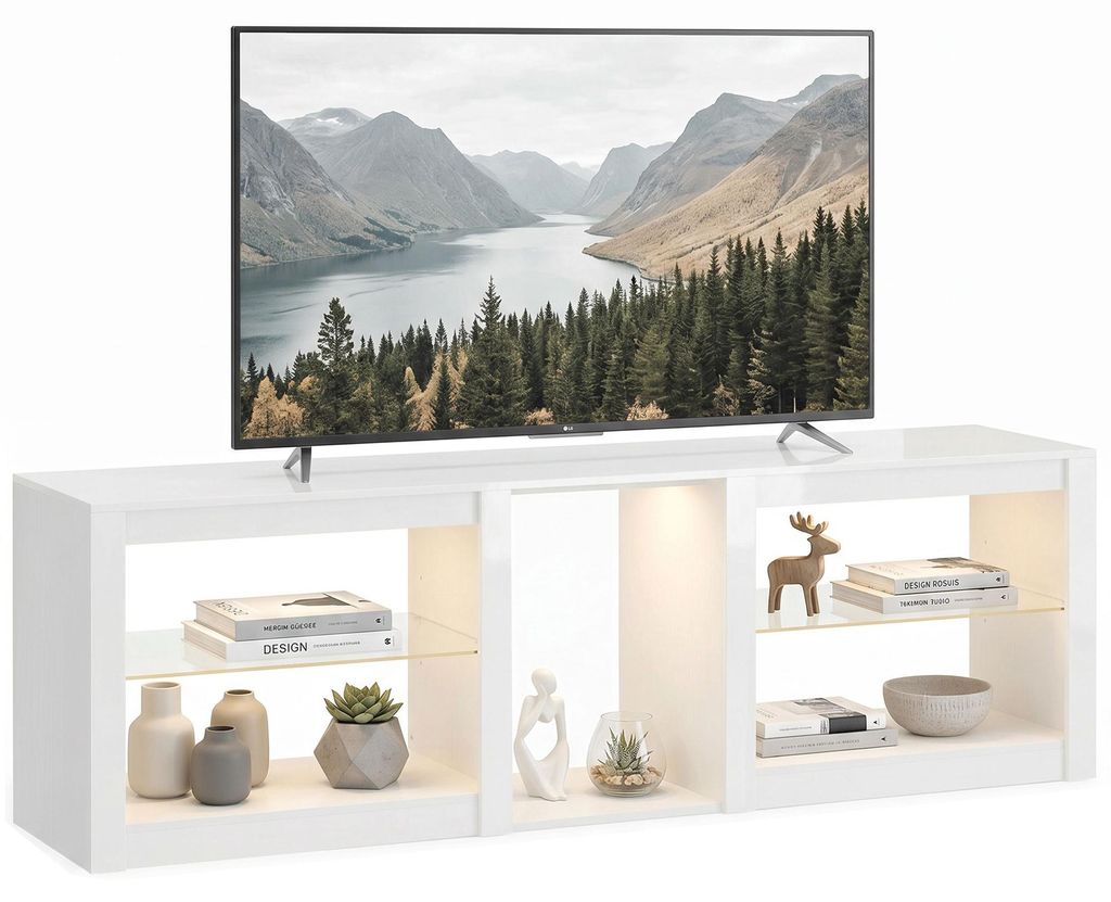 HOMCOM TV-Schrank TV Lowboard mit LED für Fernseher bis zu 75 Zoll 160x35x52 cm