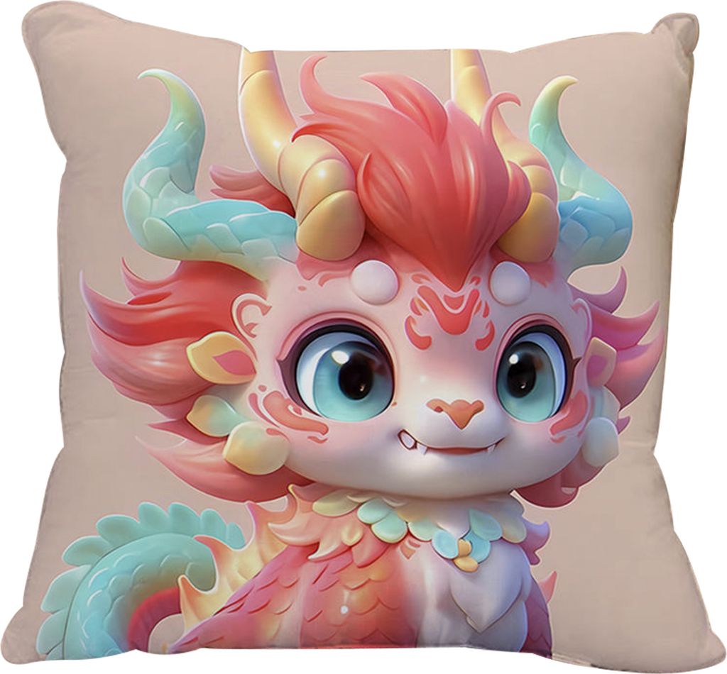 Sofakissenbezug mit chinesischem Drachen-Neujahrsmotiv, weiches Plüschkissen mit verstecktem Reißverschluss, farbechtes Kissen