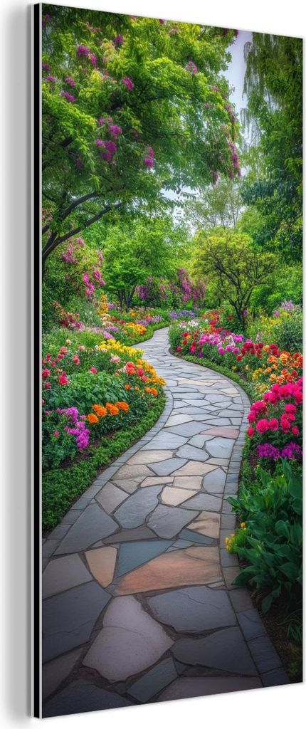 MuchoWow Wanddekoration Metall Metallbild Wandkunst 20x40 cm Park - Blumen - Garten MuchoWow Aluminium Gemälde - Aluminium Gemäldes