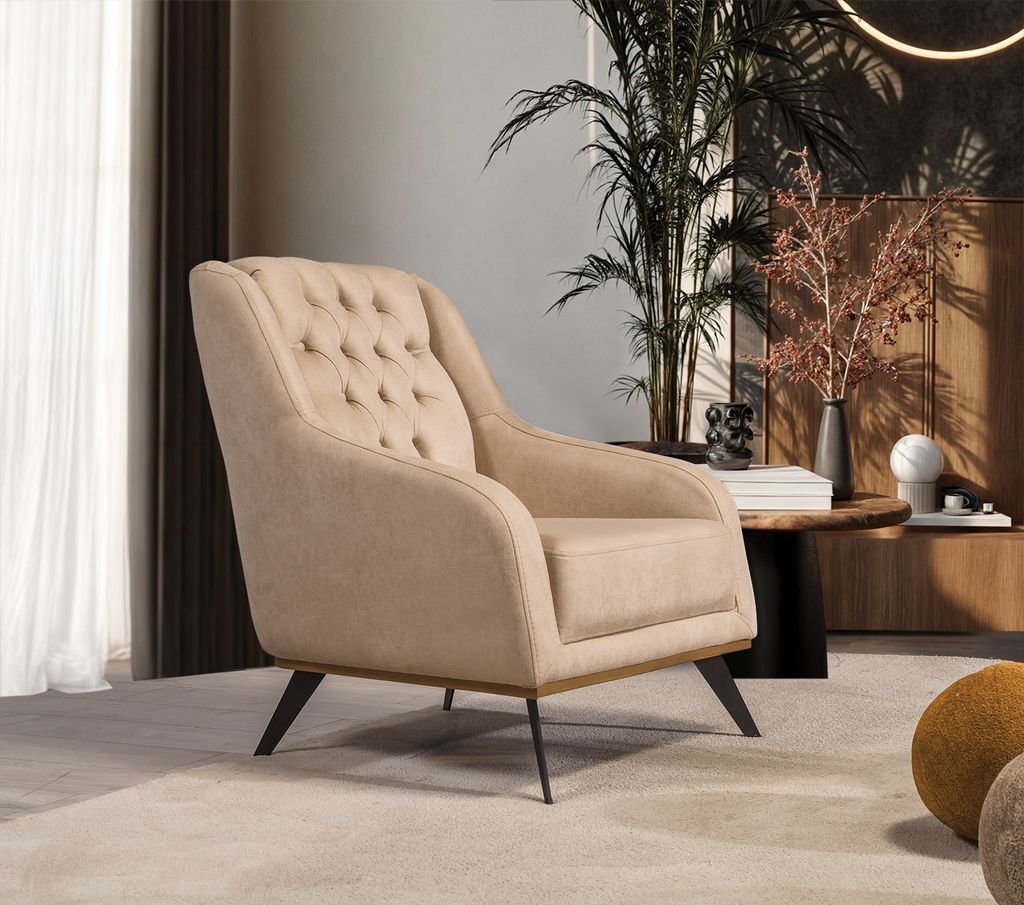 Villa Möbel Sofa Set Cuba Farbe: Beige Stellvariante:3+2+1 mit Relax-/Bettfunktion durch verstellbare Rückenlehne