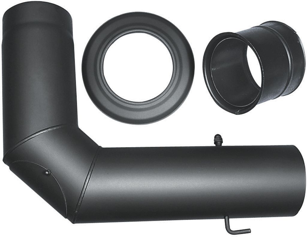 Set di raccordi per camino BERTRAMS Ø150mm nero 3 pezzi Immagine del prodotto 