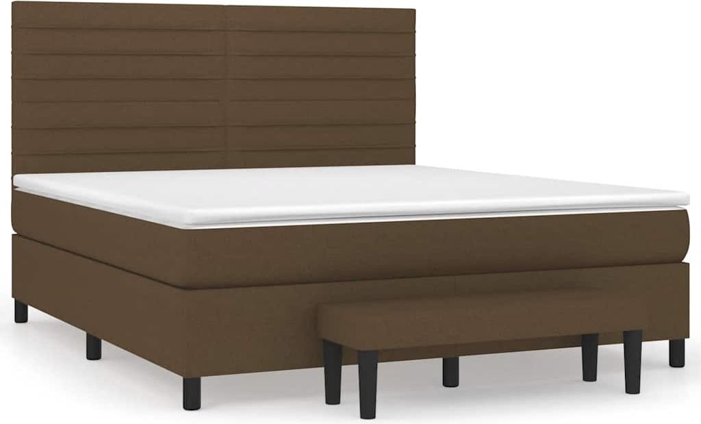 vidaXL Boxspringbett mit Matratze Dunkelbraun 180x200 cm Stoff