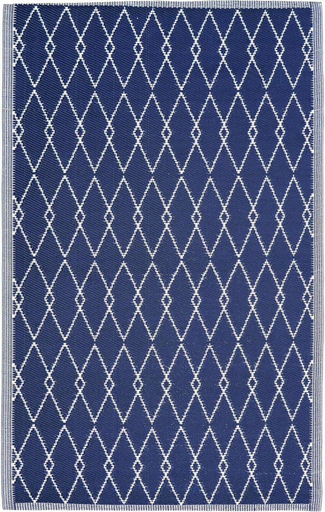 Domarex Moderner Outdoor-Teppich für Terrasse, Balkon und Garten - 120x170 cm, wasserdicht und witterungsbeständig, einfacher zu reinigen- Inez BLAU