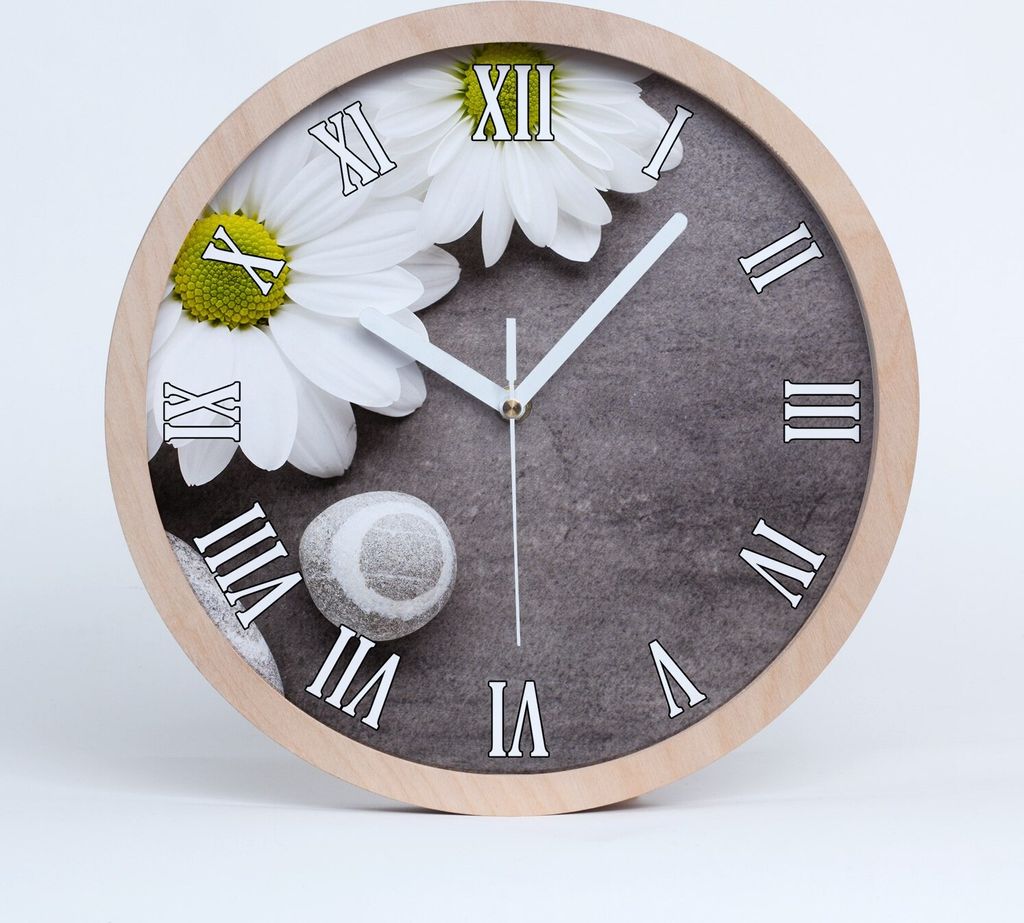 Holzuhr 25fi cm wanduhr - weiße Spitzen - Gerbera