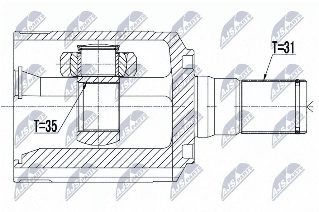 NTY Gelenksatz Antriebswelle Getriebeseitig Vorne Links für HYUNDAI SANTA FÉ II (CM) NPW-HY-525
