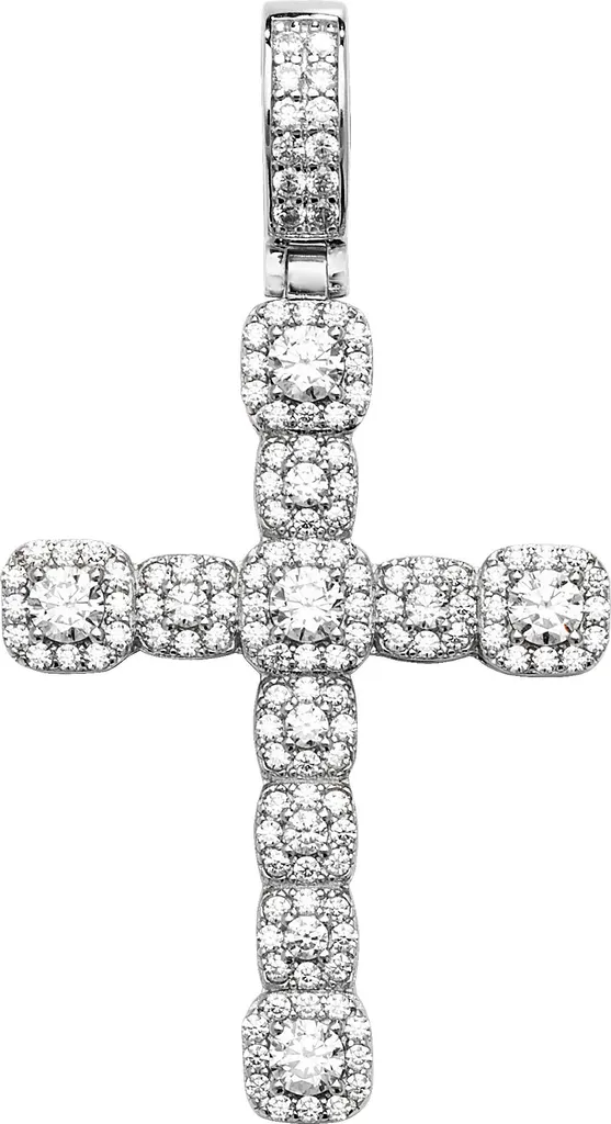 Pendentif Croix Argent 925 et Zirconium 53mm - Modèle TRS24016 Homme