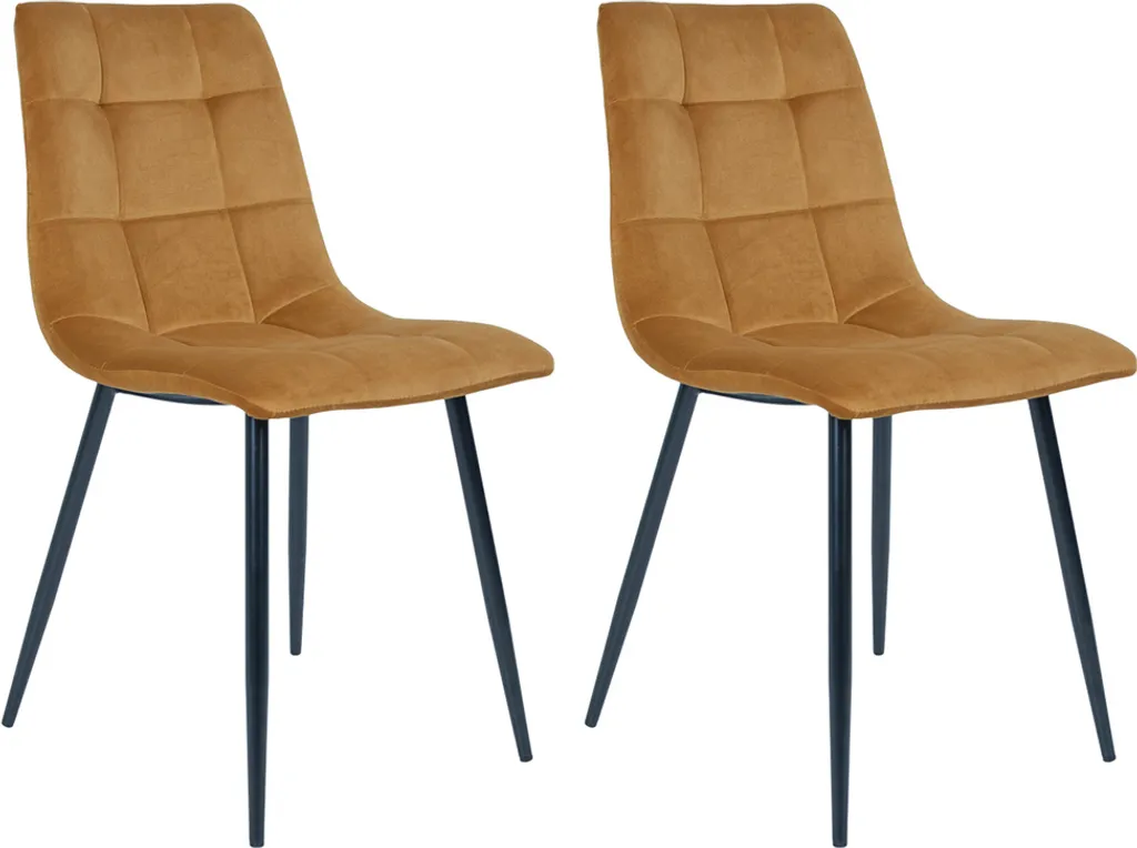 Chaise en Velours Jaune Gara pour Table de Repas et Bureau - Set de 2