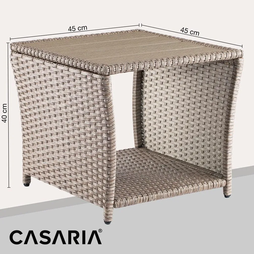Table basse d'appoint pour balcon et salon, meuble polyrotin 45x45 cm