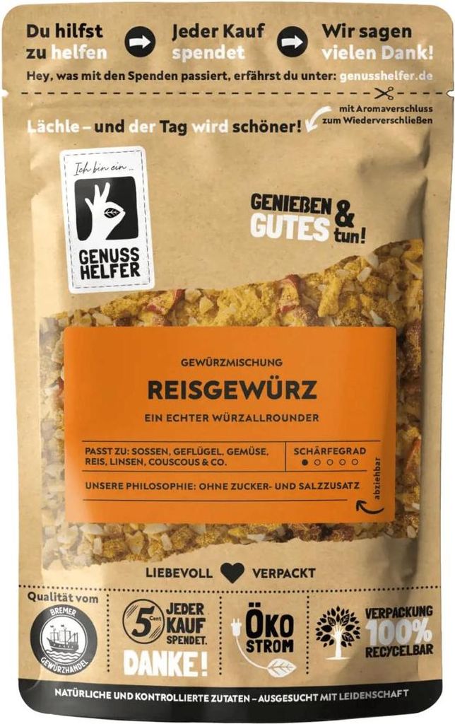 Reisgewürz, fein geschrotet, vielfältige Würze zum Kochen, für Gemüse und Fleischgerichte, 100g