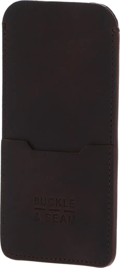 Housse Gab Sam Buckle & Seam en cuir marron foncé pour smartphone