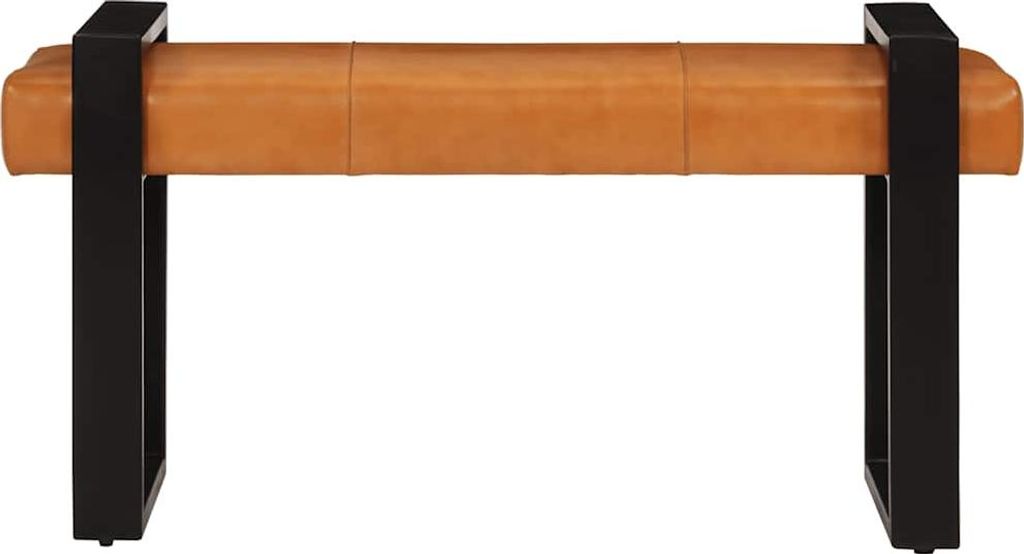 vidaXL Sitzbank Schwarz und Braun 110 cm Echtes Ziegenleder