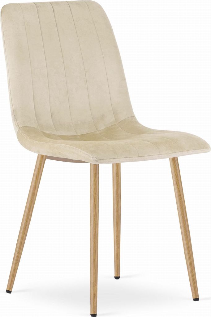 ORSARA Stuhl hellbeige Velours gepolstert Metallbeine für Wohnzimmer, Esszimmer, Arbeitszimmer, Maße 45x55x86 cm, Belastung bis 110 kg