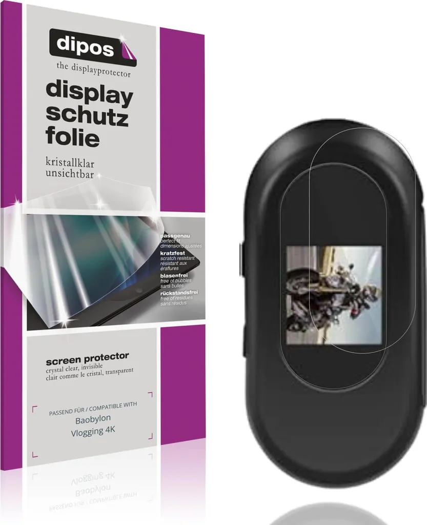 4x Pellicola Protettiva per Baobylon Vlogging 4K Protezione Schermo Claro Display dipos