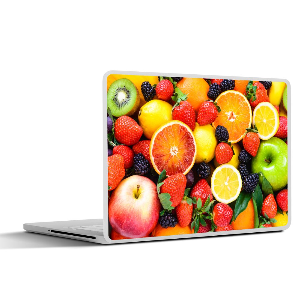 MuchoWow Laptop Aufkleber Sticker Cover Erdbeere - Zitrone - Obst 31x22.5 cm - Laptop-Deko