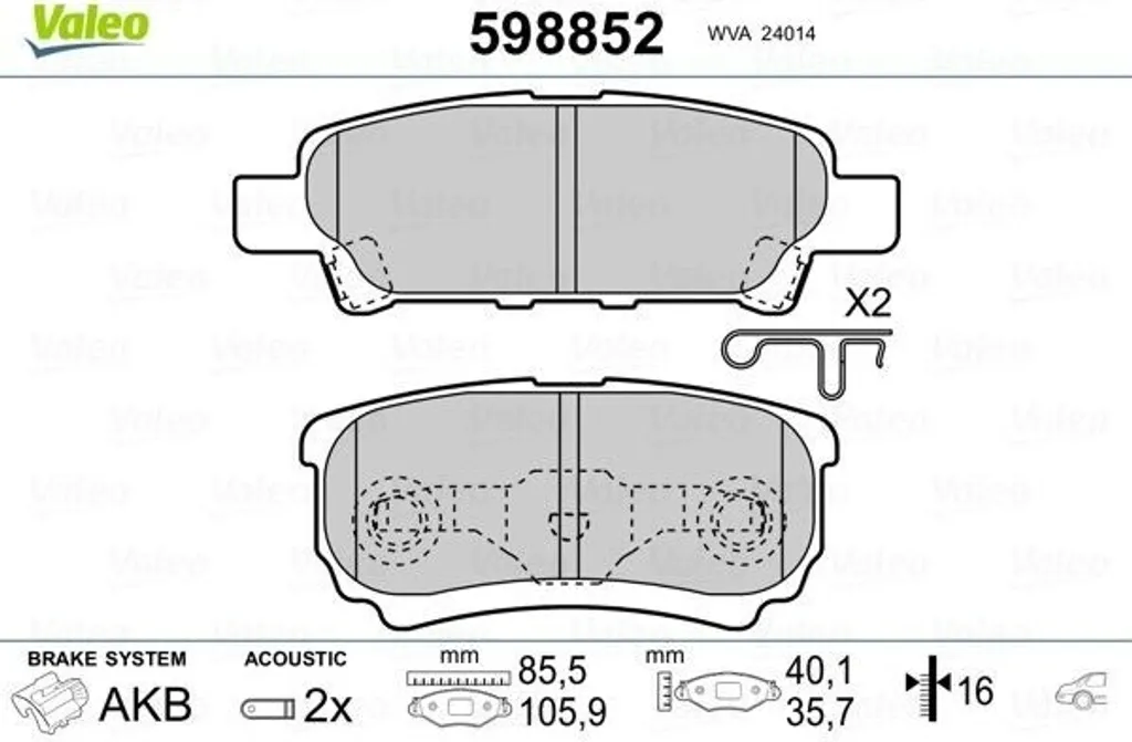 Plaquettes de frein haute durabilité Valeo 5191 271AC arrière