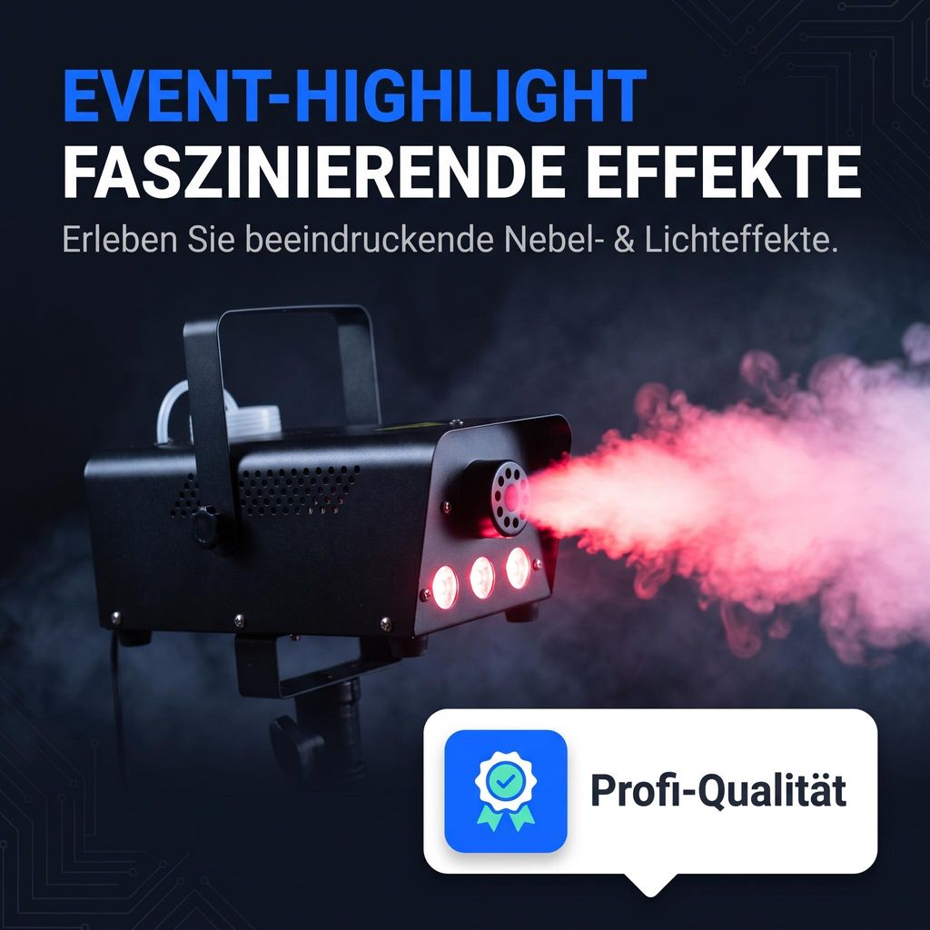 Professionelle LED Nebelmaschine mit Fernbedienung & Produktbild  KI-generiertes Bild