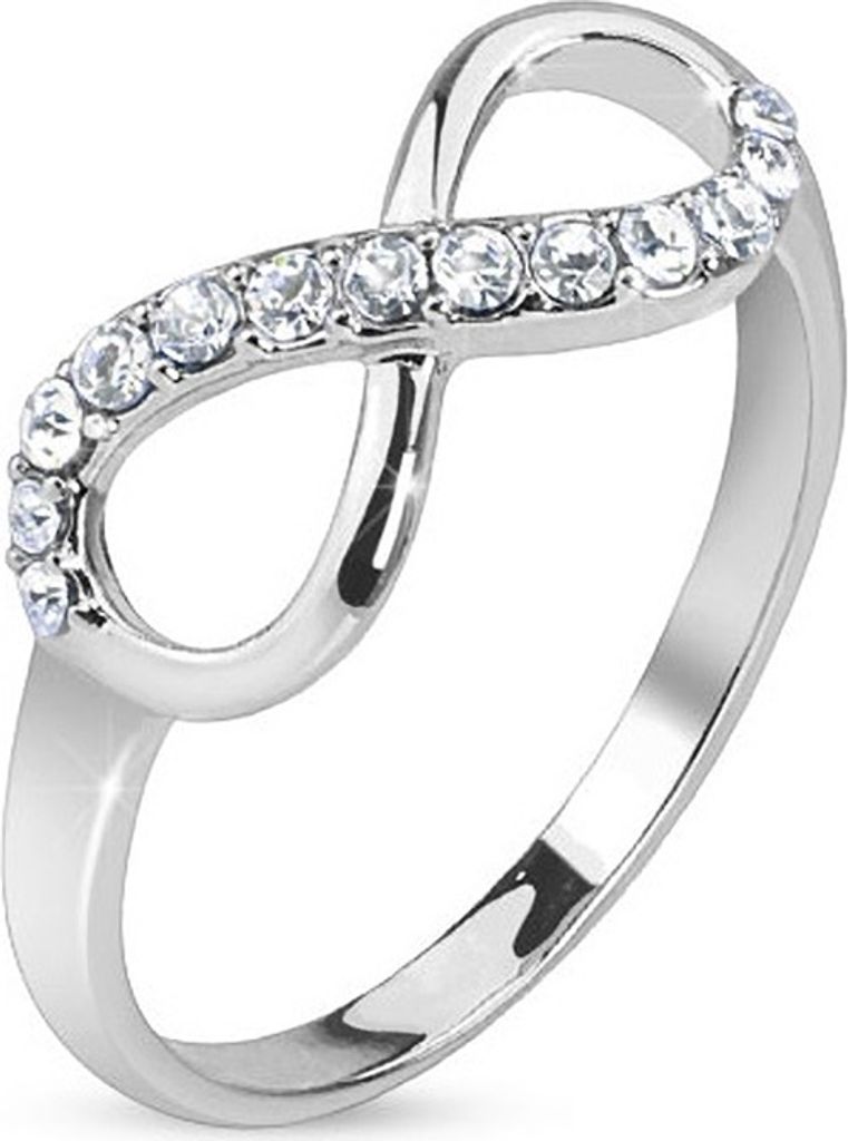 Ring Damen Zirkonia Kristall Strass Infinity Unendlichkeit Silber Gold 57 - Ø 18,14 mm