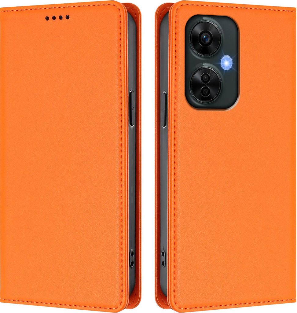 Handyhülle für OnePlus Nord N30 /Nord CE 3 Lite, Kunstleder Klapphülle Stoßfeste Magnetische Hülle mit Ständer Orange