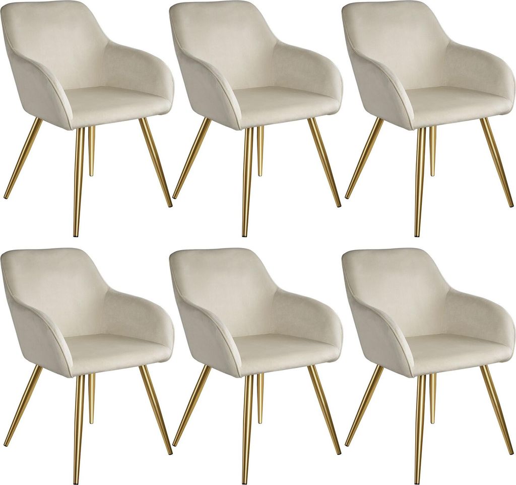 Chaise MARILYN Effet velours style scandinave - crème/or, Image du produit 