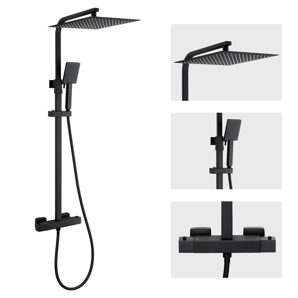 Auralum Duschsystem mit Thermostat Duscharmatur Regendusche Produktbild 